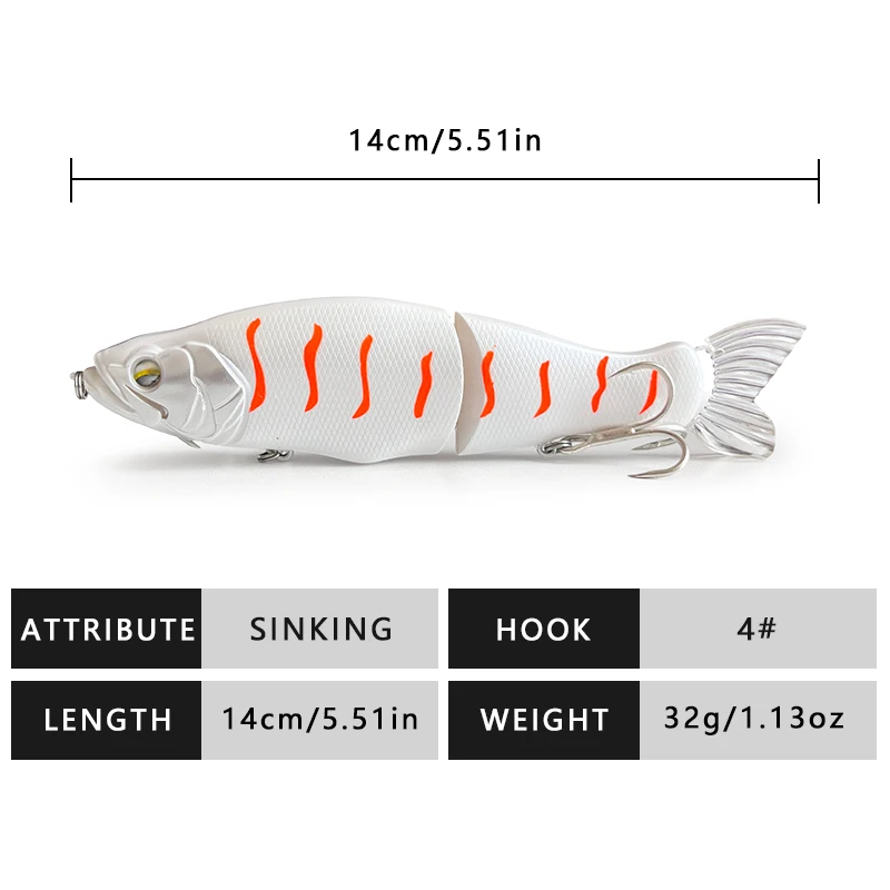 3 Stück Angelköder Jointbait Swimbait Köder zum Angeln Hechtköder Angelgerät Predator Angelhaken Schwimmender Köder Sinkend – Detail 17