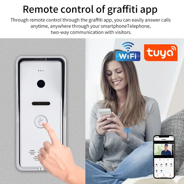 7 Inch Touch Screen Tuya Smart 1080P Wifi Video Intercom for Apartment Intercom System Home Doorbell Metal  Door Lock Opener 3
