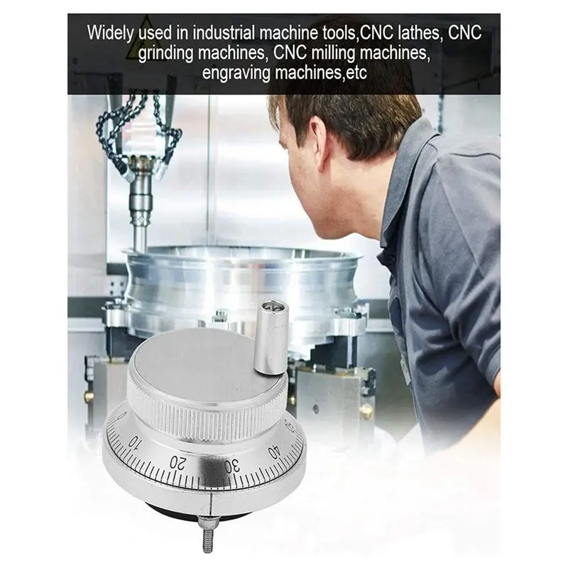 AA81-5V 6단자 CNC 수동 펄스 발생기, 80mm 핸들이 있는 100PPR 핸드휠 로터리 노브 엔코더