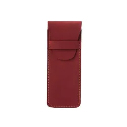 Vintage Frosted PU Leather High - End Fountain Pen Protective Sleeve with Large Capacity (Burgundy)