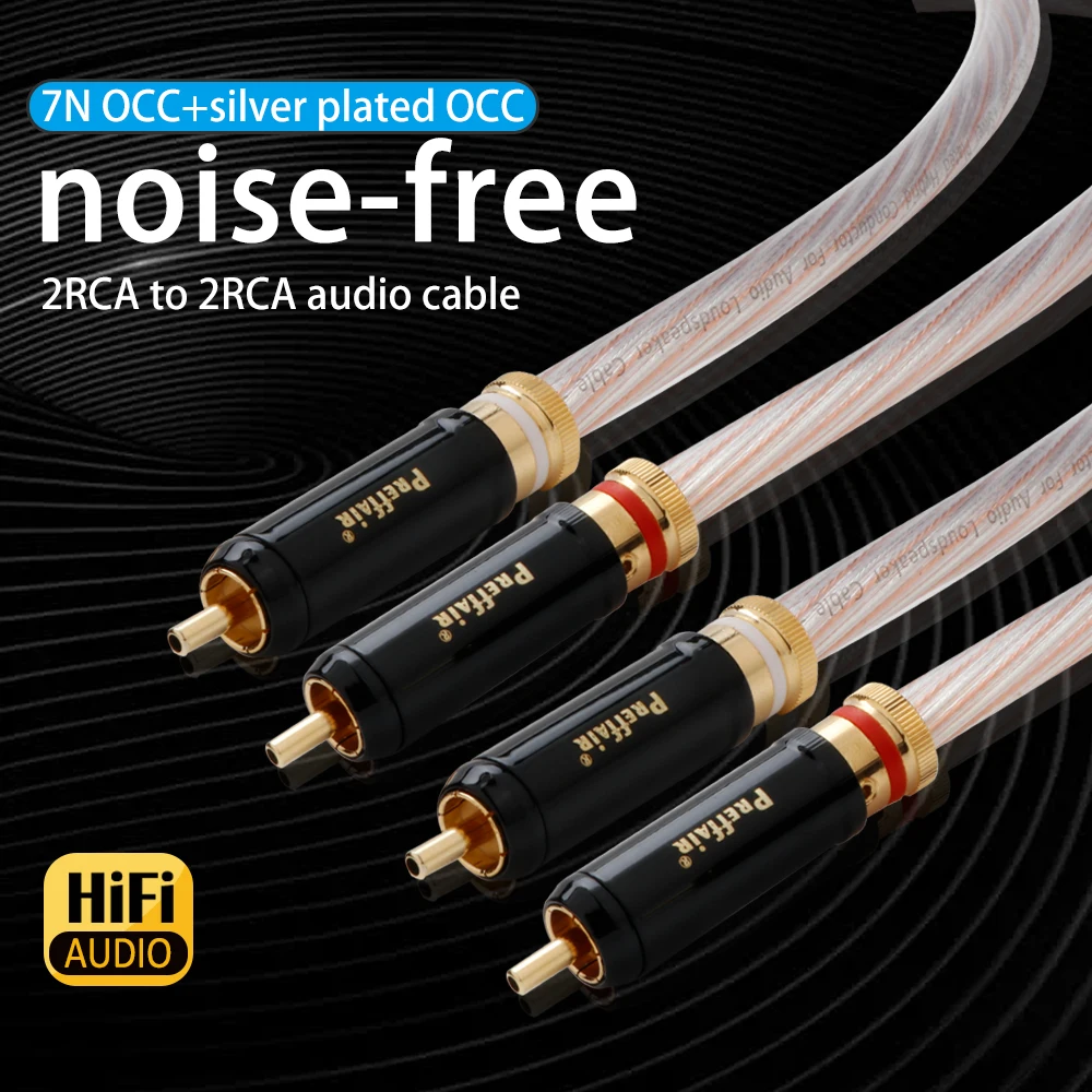 Preffair Occ Silver Mixed Audio Rca Cable Rca To Rca Interconnect Cable 2 Rca Maschio A Maschio Cavo Con Rca 24K Gold-Plate Plug