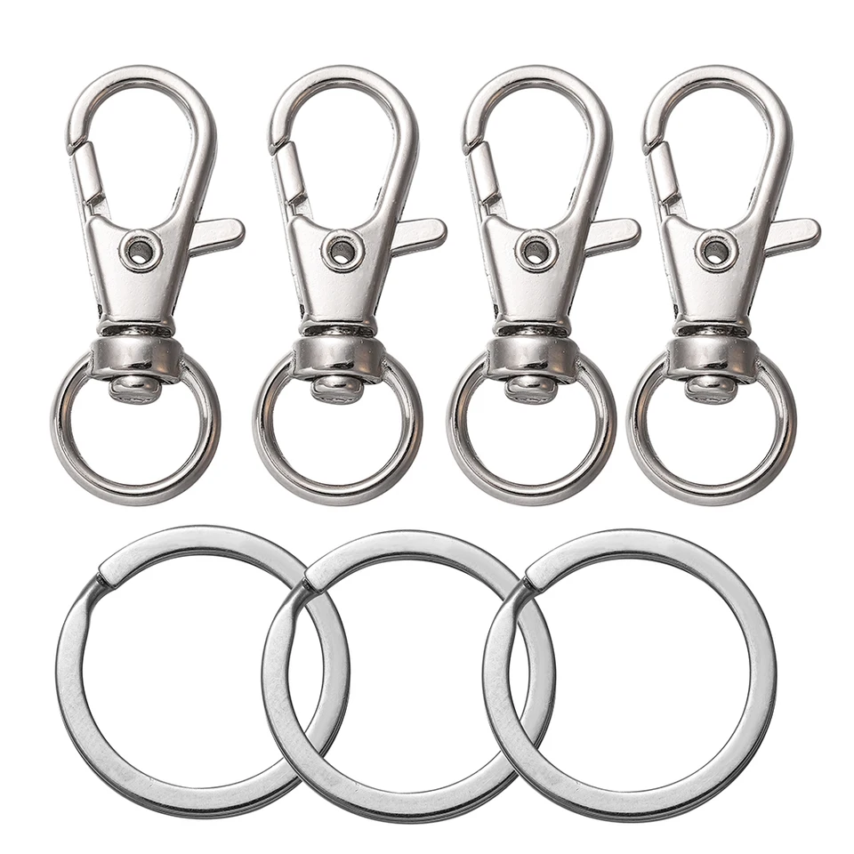 Set 20 Moschettoni Girevoli In Acciaio Inox Con Portachiavi, 3,2 Cm, Per Cani, Borse, Catene E Artigianato, Con Sacchetto Di Velluto