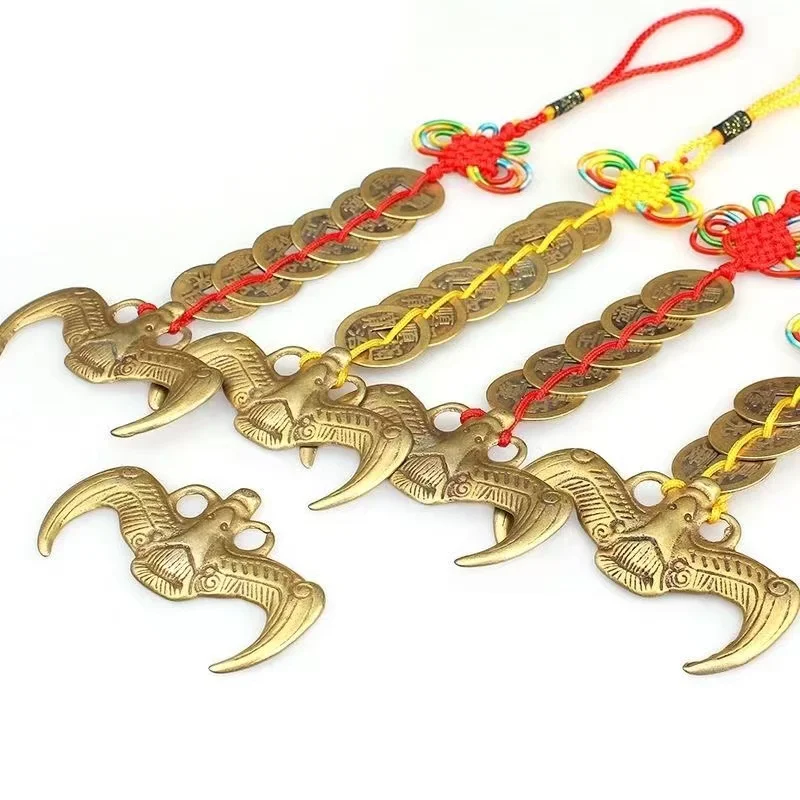 Nodo Cinese Lucky Charm Old Ancient Coin Pendant Feng Shui Home Decor Accessori Per Auto Portachiavi Bat Ching Money Emperor Coins