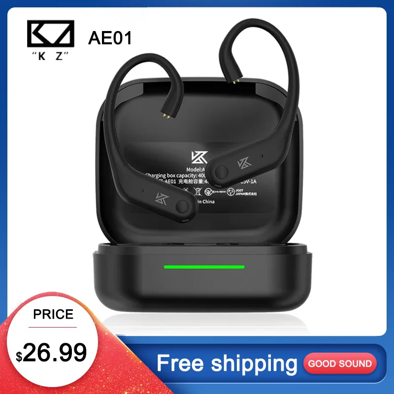 

KZ AE01 беспроводной обновленный кабель Bluetooth-совместимый HIFI беспроводной ушной крючок C-контактный разъем с зарядным устройством
