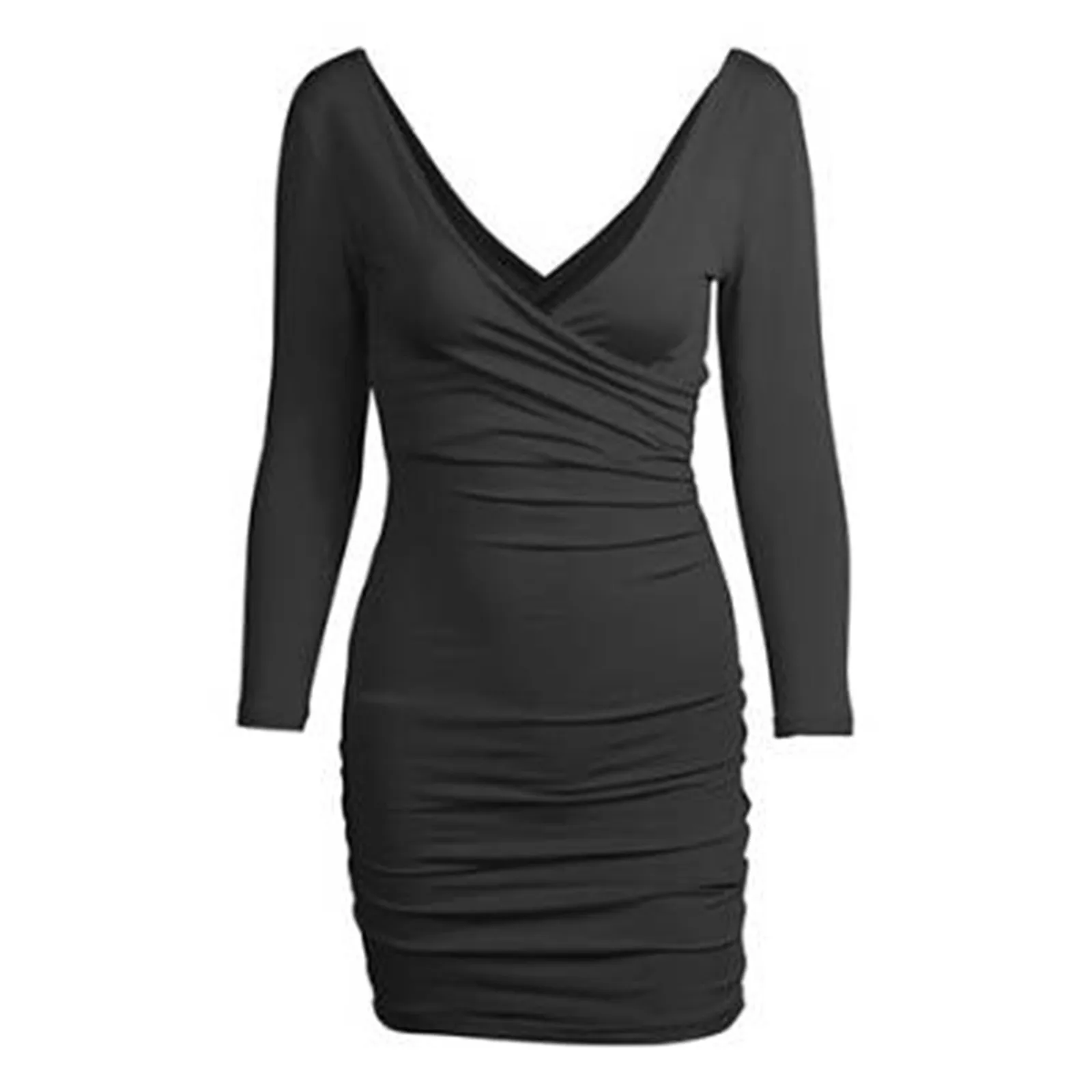 Elegant V Neck Long Sleeve Mini Dress for Women - Black and White Party Wear 8 S1db5479916094058971b6944e74815fbF Elegant V Neck Long Sleeve Mini Dress for Women - Black and White Party Wear