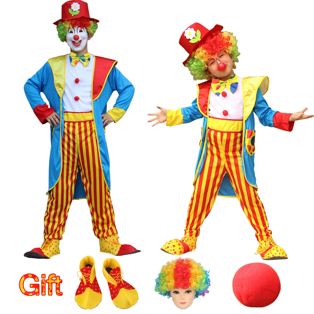 Halloween Parent child Costume Cosplay Suit Adult Kids Wear Boy Dress with  NOSE Wig Shoes for Dress Up Games Clothes| | - AliExpress