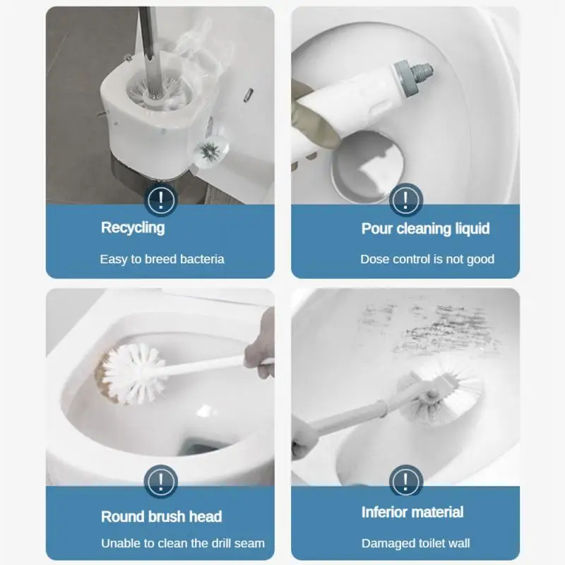 Toilet Brush Set Disposable Toilet Brush Wall-Mounted Cleaning Tool For Bathroom Replacement Brush Head Toilet Cleaning Set Wc Accessories