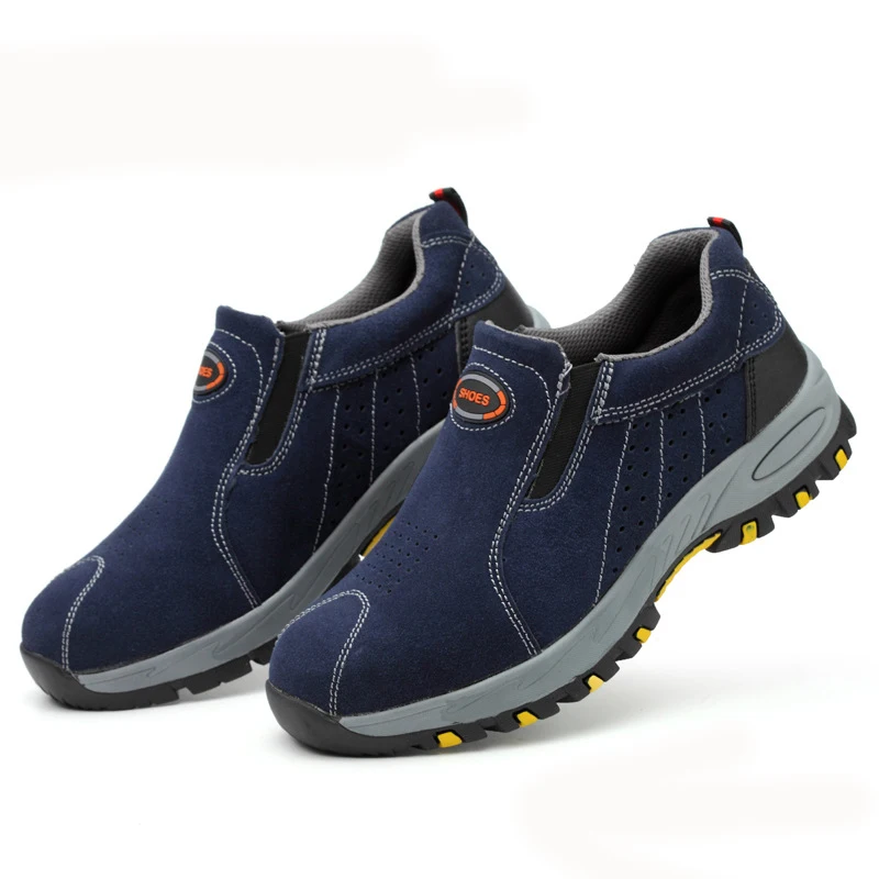 Safety Shoes Men Fashion Breathable Steel Toe Slip On Casual Labor Insurance Puncture Proof Boots