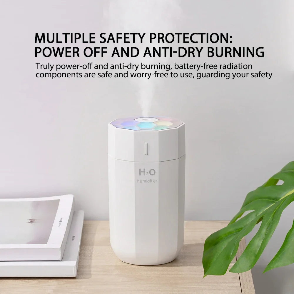 

350ml H2O Air Humidifier Portable Mini Plants Purifier Humificador DuoDtonUSB Aroma Diffuser With Cool Mist For Bedroom Home Car