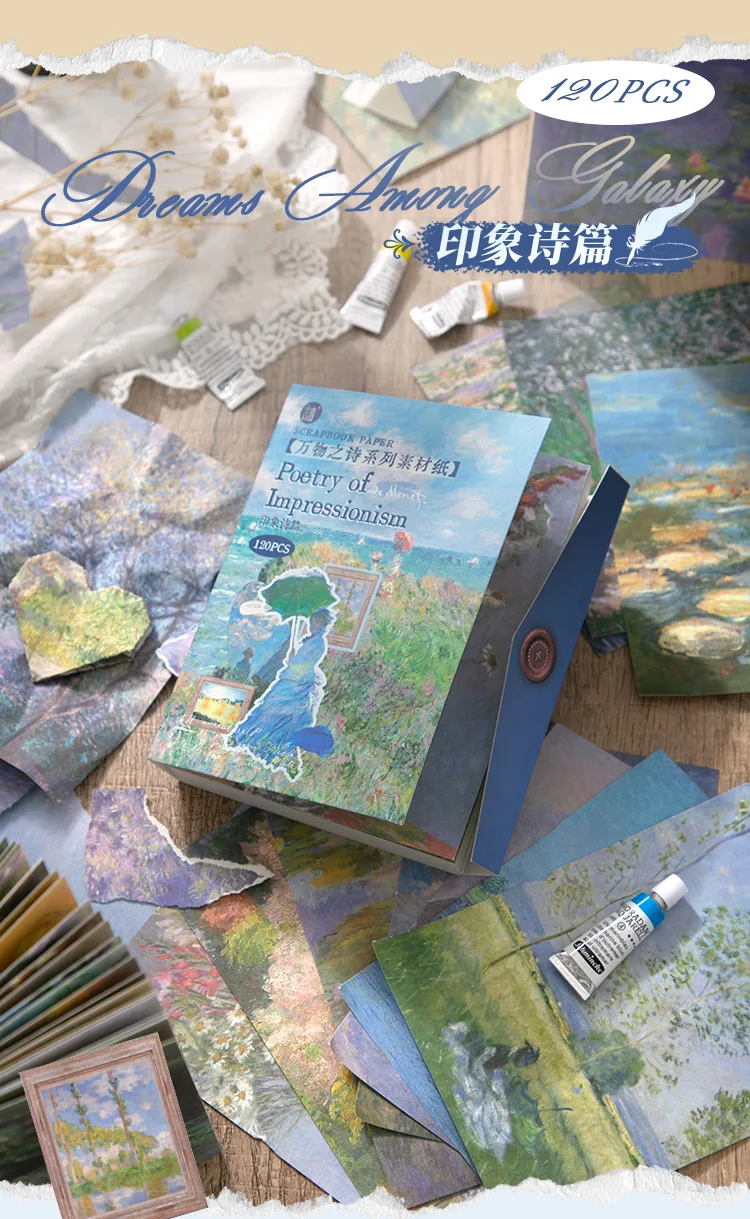 120 Blatt Dekor Scrapbook Vintage Materialien Papier Combo Kit DIY Junk Journal Collage Fotoalbum Retro Hintergrundpapier – Detail 14