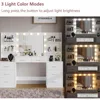 61.9‘’L Vanity Desk with Mirror & Lights, Makeup Desk with Drawers, 3 Lighting Modes, Large Makeup Vanity 3