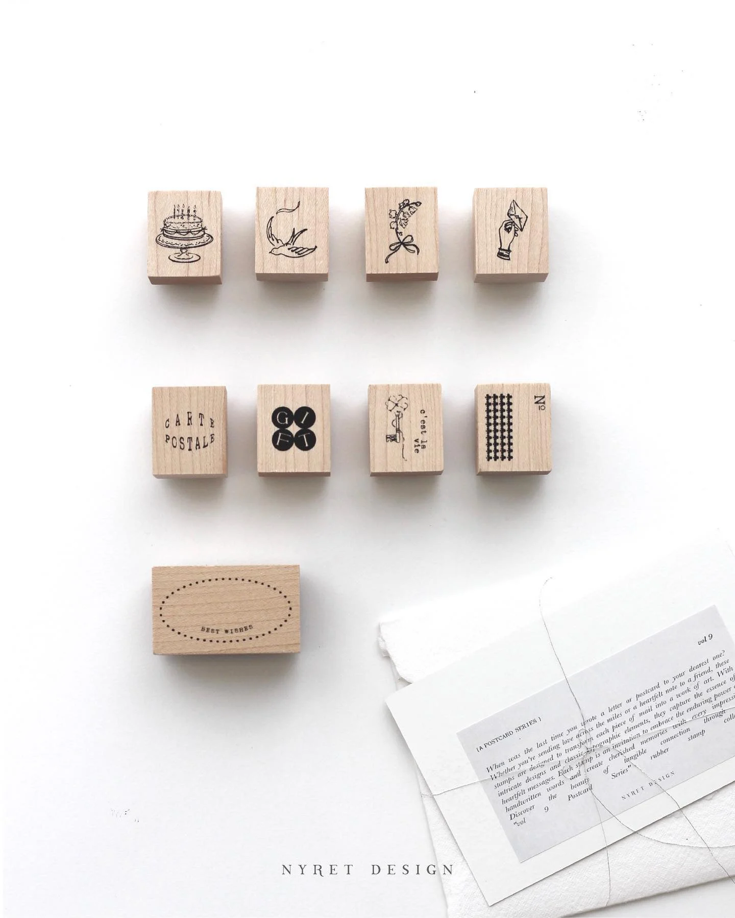 

1pc Nyret Vol9 Postcard Series Vintage Wooden Stamps Seal