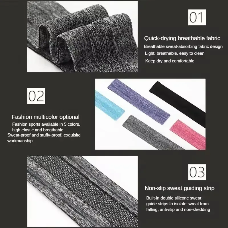Sweatband Anti-Slip Sports Gym Athletic Headband Women Men Breathable Basketball Fitness Yoga Volleyball Hair Band
