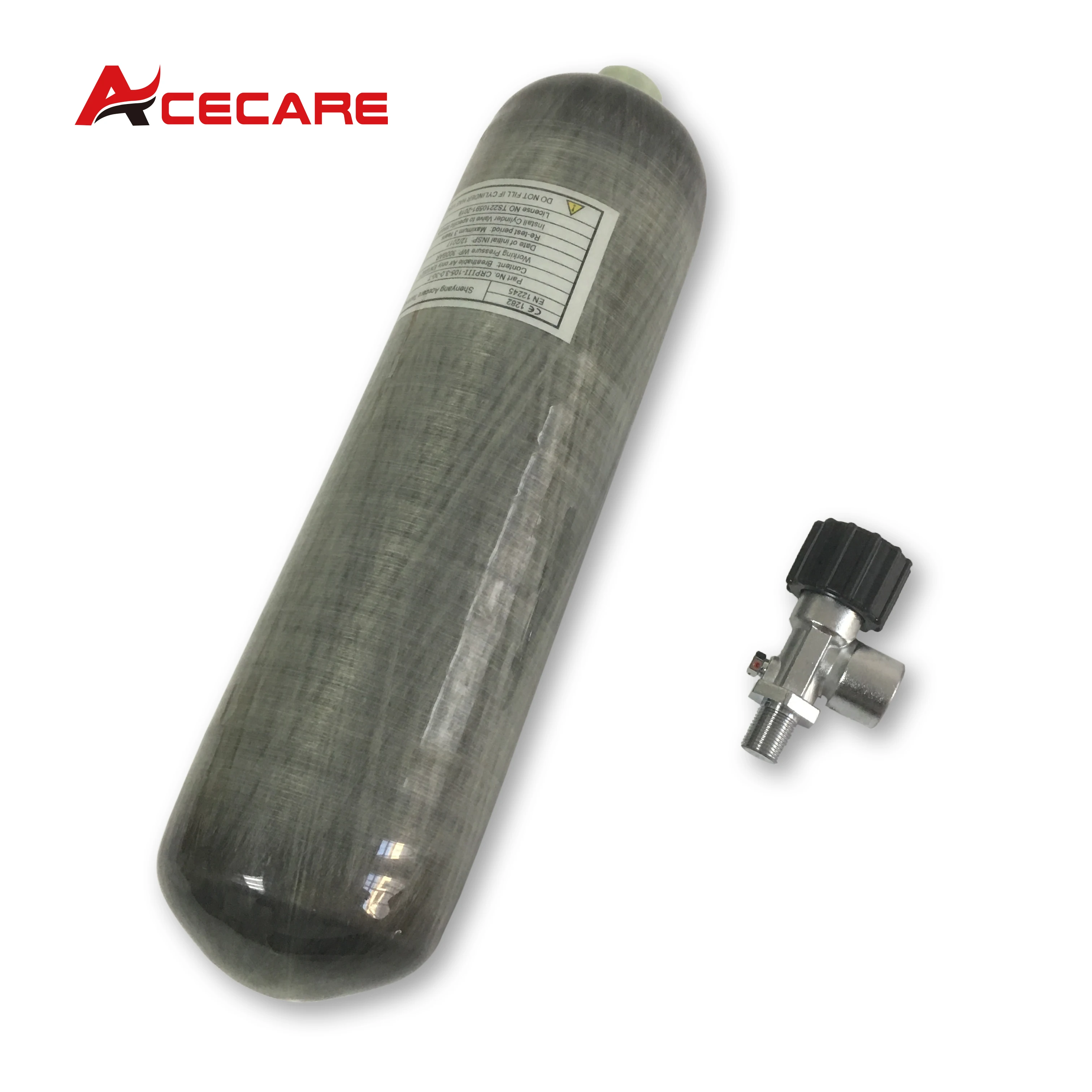 Acecare 3L HPA 300Bar Carbon Fiber Cylinder 4500psi Diving Tank With Normal Valve For Scuba Diving Fire Safety