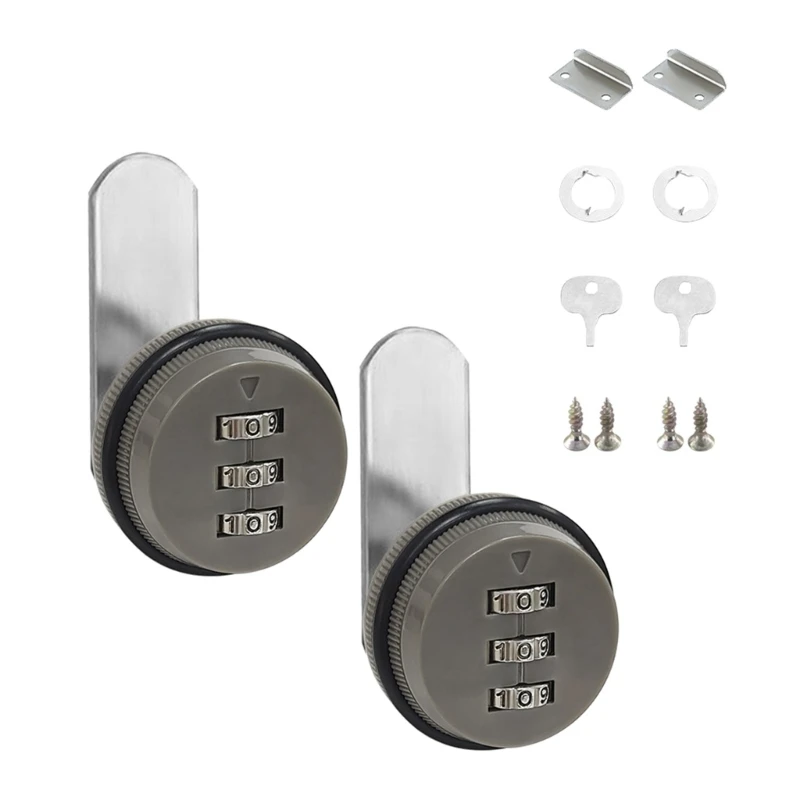 Pack of 2 Multipurpose 3 Digit Combination Cams Lock for Mailbox and Cabinet Drawer Use Sturdy Zinc Alloy Designs 601A