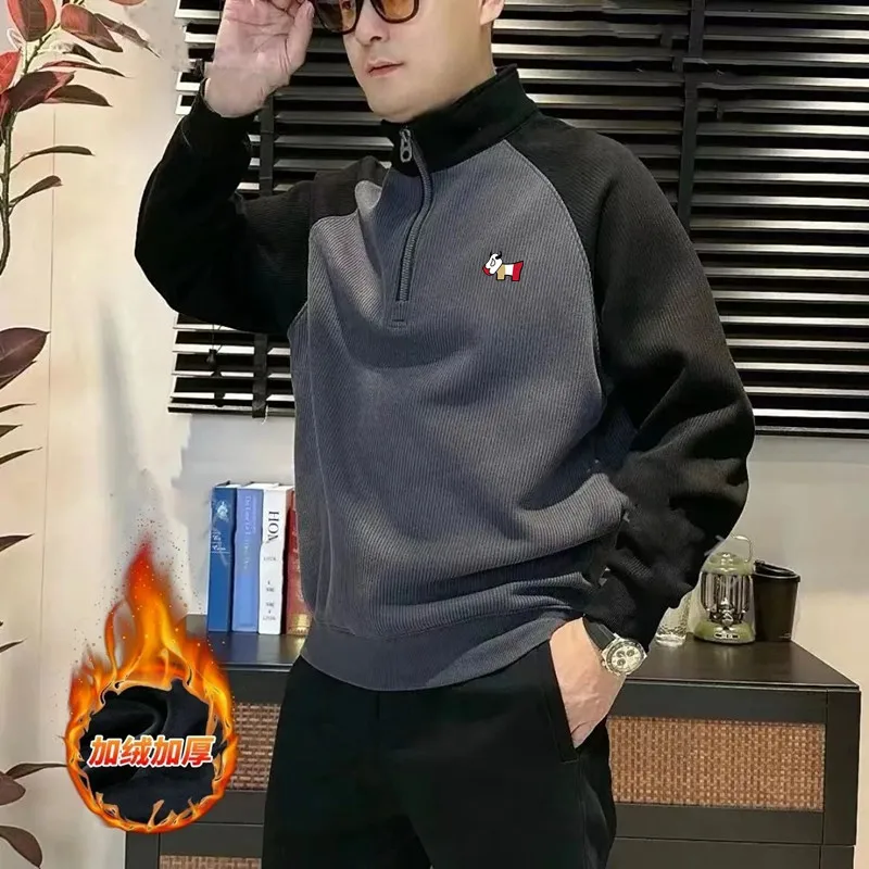 Luxury Brand Golf Top Men's Golf Wear Winter New Long Sleeves Half High Collar Thickening Casual Tee Men Clothes