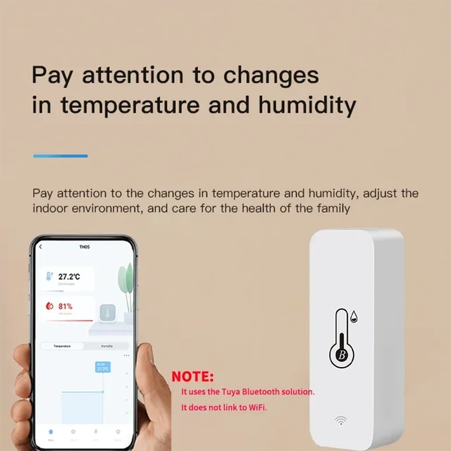 Tuya Smart Wireless Temperature Humidity Sensor Mini Bluetooth-Compatible APP Remote Control Thermometer Hygrometer 2PACK 2
