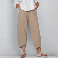 Femmes Vintgae Harjauku coton et lin sarouel ample décontracté taille haute pantalon à jambes larges surdimensionné Baggy pantalon Joggers 3