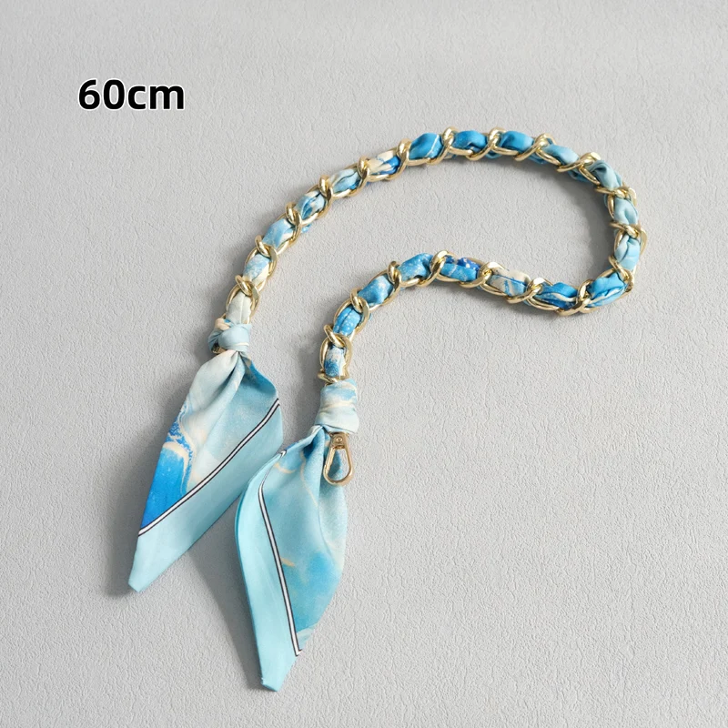 Neue Mode Marke Frau Handtasche Zubehör Ketten Abnehmbare Blumen Druck Metall Seide Schulter Gurt Frauen DIY Kette Tasche Griffe – Detail 17
