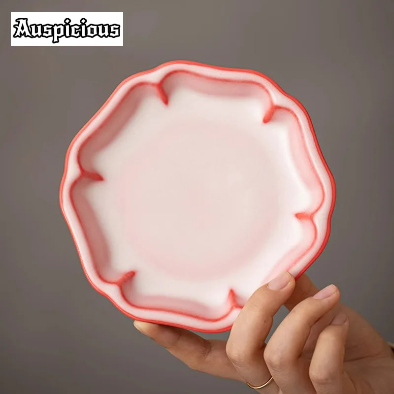 160ml Hand Painted Strawberry Rabbit Gaiwan Japanese Red Ru Kiln Ceramic Tea Tureen Tea Maker Cover Bowl Services Ornaments