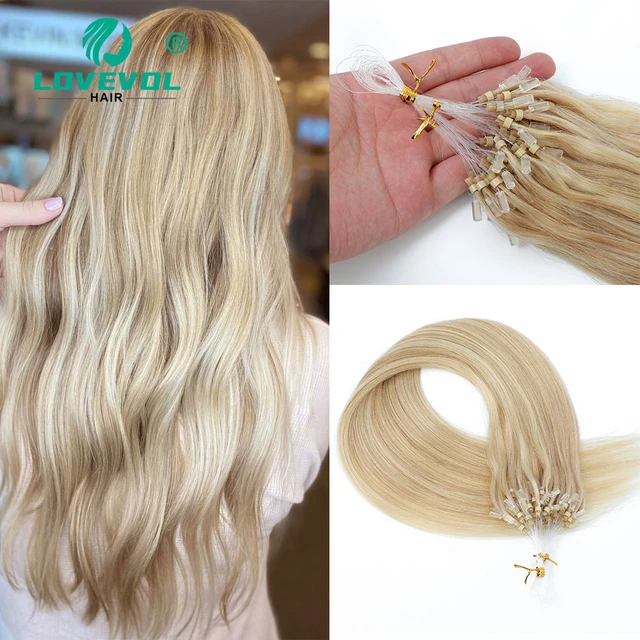 BALAYAGE Micro Loop Rings HUman Hair Extensions Micro Links Beads Tip  16-24 US