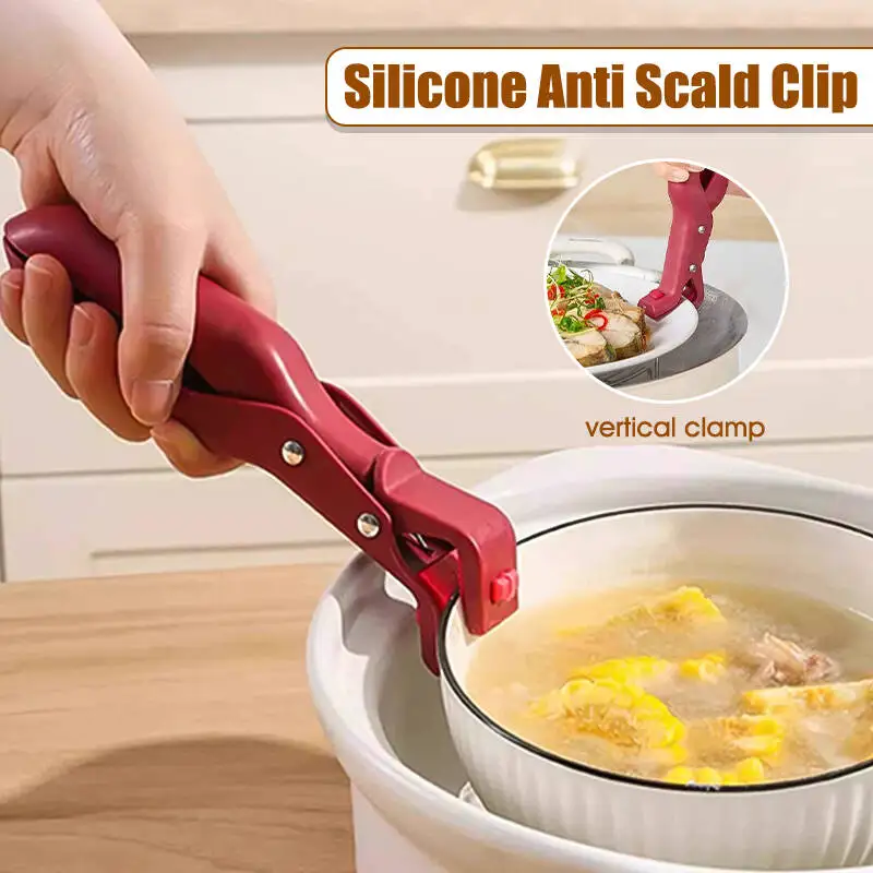 Hot Plate Gripper Bowl Dish Clips Cooking Clamp Holder Silicone Anti Slip Tongs For Kitchen Dish Bowls Plates