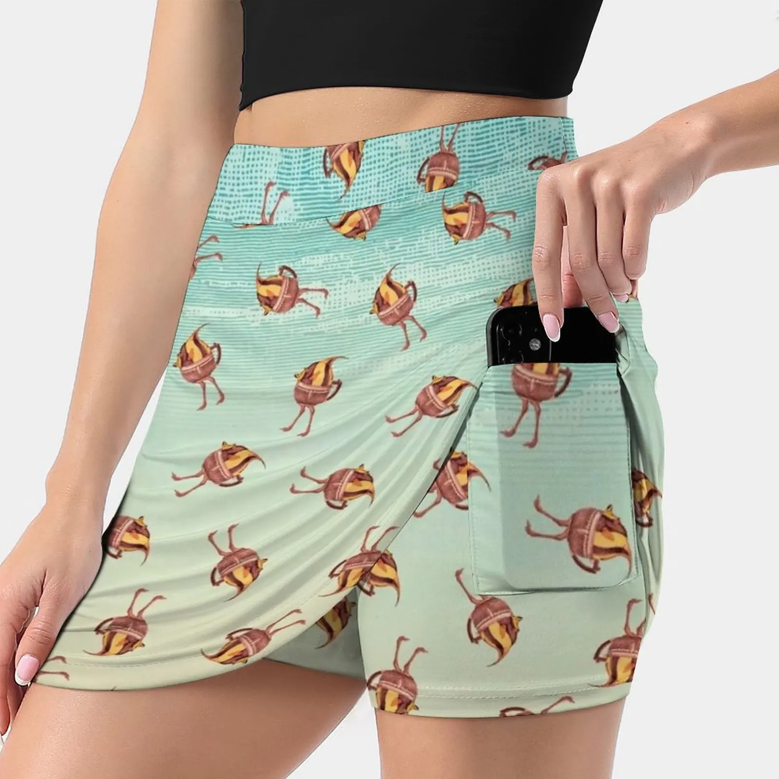 

The Teapostrish Family Women's skirt Mini Skirts A Line Skirt With Hide Pocket Teapot Ostrich Fish Cup Desert Storm Sugar Pop