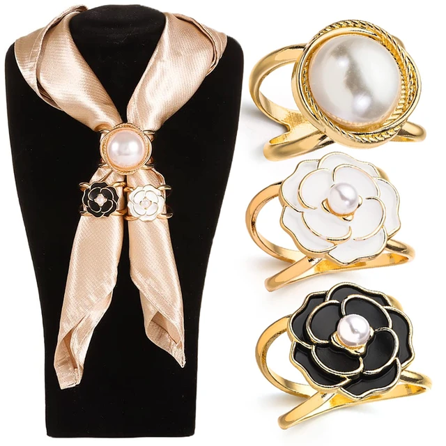 Rhinestone Pearl Camellia Brooch Fashion Luxury Flower Pin Winter