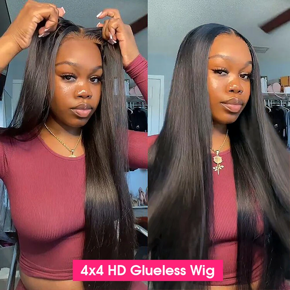 Glueless Wig Human Hair Straight Lace Front 30 40 Inch 13x6 HD Lace Frontal Wig 4x4 Closure