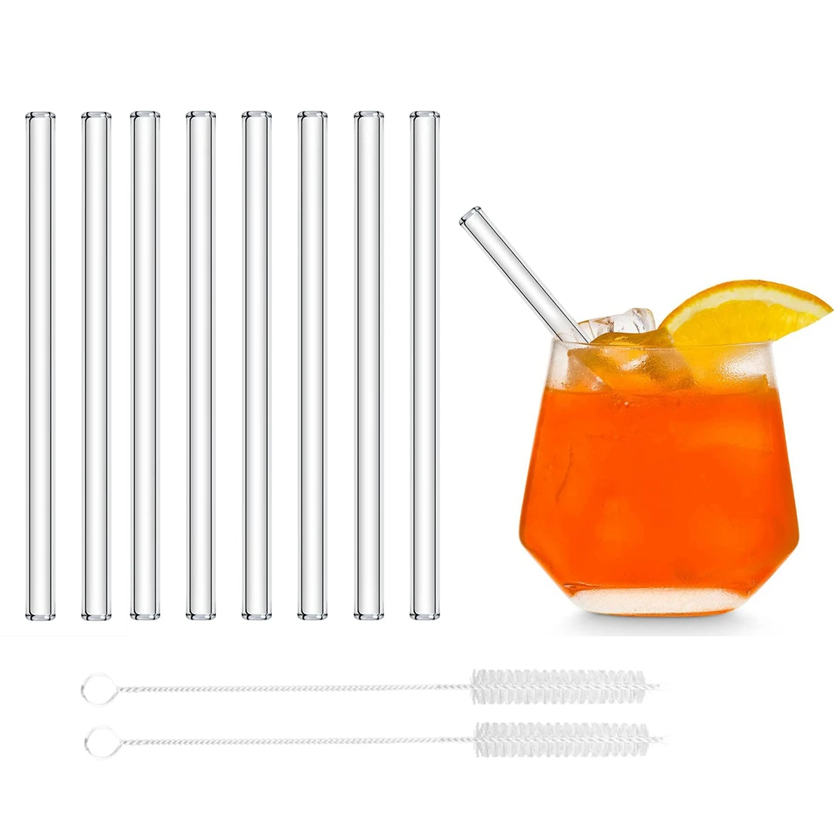 Description Picture 2 of item6'' Short Glass Drinking Straws Mini Reusable Eco-friendly Glass Straws for Cocktail Beer Wine Bar Drinkware Accessory Barware