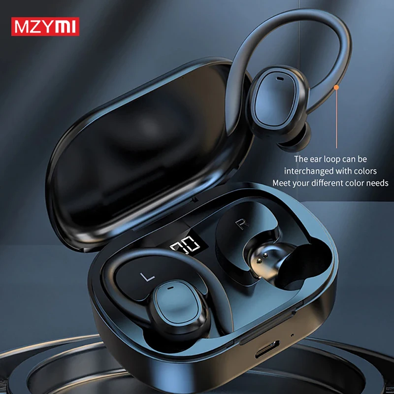 

MZYMI Wireless Earbuds Earhooks S260 Bluetooth5.3 Headphones HiFi Stereo Sound Over-Ear Headset Built-in Mic Sport Earphones