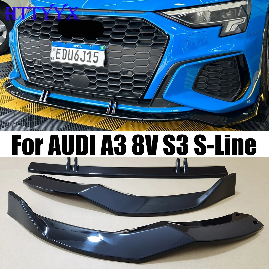 For Audi A3 A4 S3 S4 Carbon Front Bumper Lip Splitter Spoiler Body Kit Black Red | UK - View #11