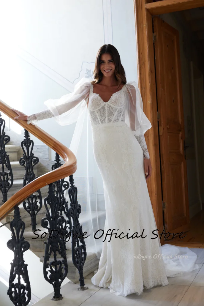 SoDigne Mermaid Boho Wedding Dresses Sweetheart Long Sleeves Lace Bridal Dress 2025 Beach Wedding Gown Robe De Mairee 12 S1db6897a27164126988c3199af8a5cceG