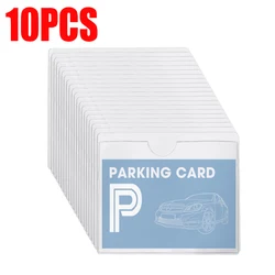 Transparent Adhesive Card Holder Set for Car Windshield Parking Passes and Identification (10pcs transparent)