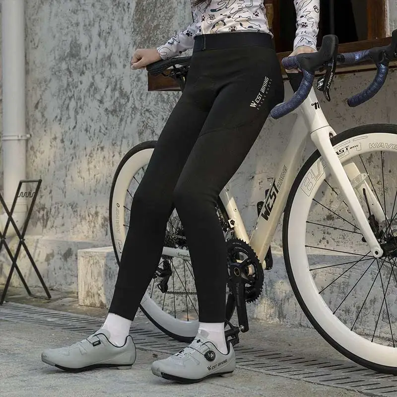 WEST BIKING 가을 겨울 사이클링 바지 고탄성 자전거 긴 바지 통기성 사이클링 턱받이 바지 따뜻한 방풍 자전거 타이트
