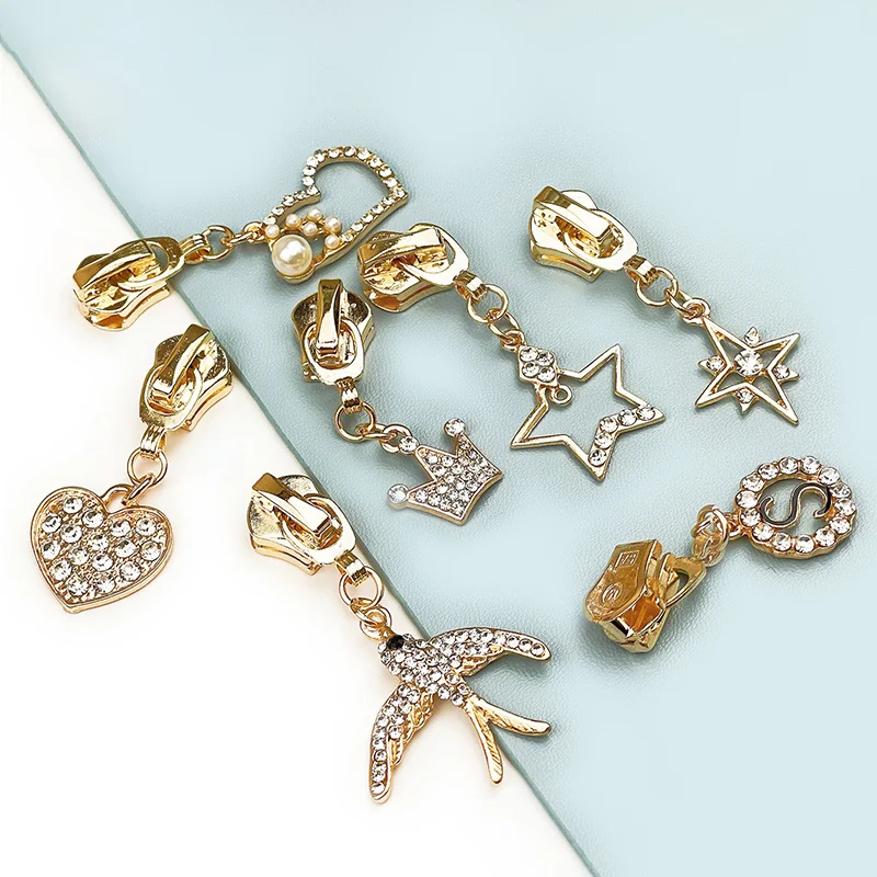 2Pcs Zipper Slider Use For 5# Metal Zip Decorative Cute Pendant Zipper Puller Ladies Clothes Bags Head Accessories P163N