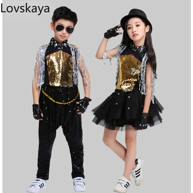 

Hip-hop Street Dance Modern Performance Suit Children Model Walk Show Clothes Boys Drum Clothes Jazz Dance