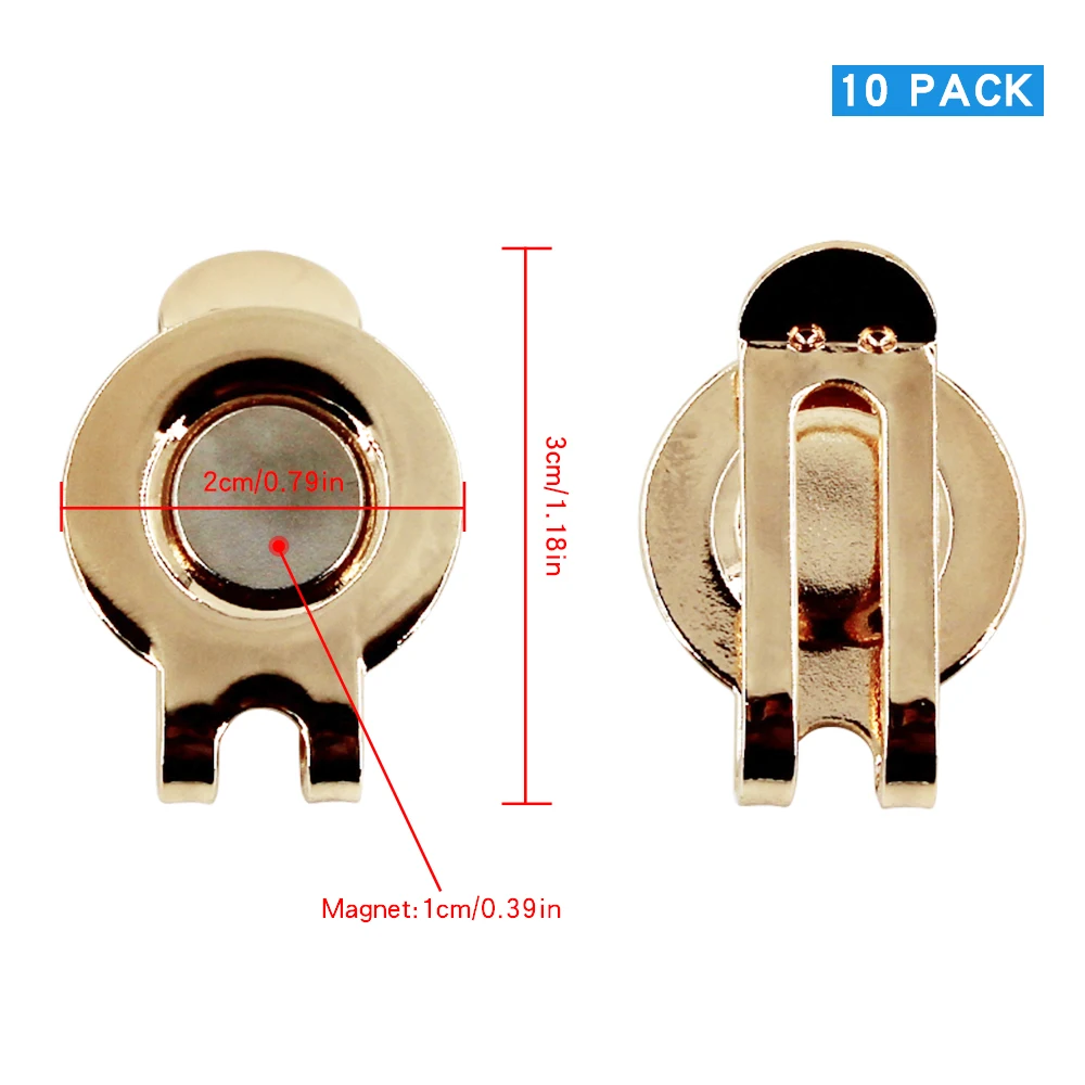 Description Picture 6 of itemGolf Ball Marker Holder Cap Clips Pack 10 Pcs Golf Supplies Colorful Light Magnetic Drop Clip Hat Clip