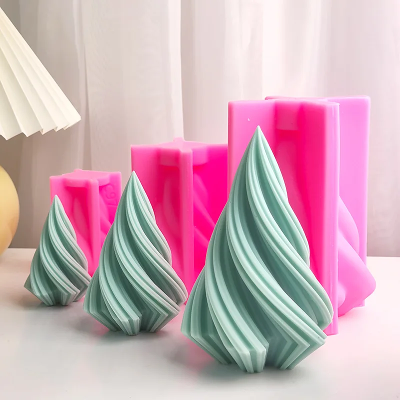 Silicone Candle Mold 3D Pointed Spiral Candle Silicone Mold Rotating Wave Geometry Cake Chocolate Soap