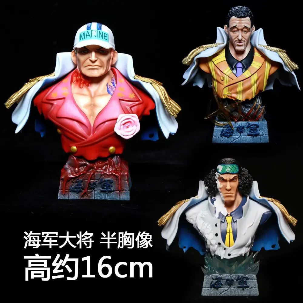 

16cm Anime one Piece 3 Admirals Bust Figures Gk Kizaru Aokiji Akainu Statue Pvc Figurine Collection Model Decoration Toys Gift