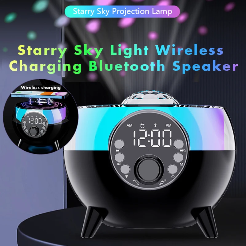 

Wireless Bluetooth Speaker Tape Screen Creative Sky Dazzling Atmosphere Light Support Mobile Phone 15W Wireless Charging Boombox