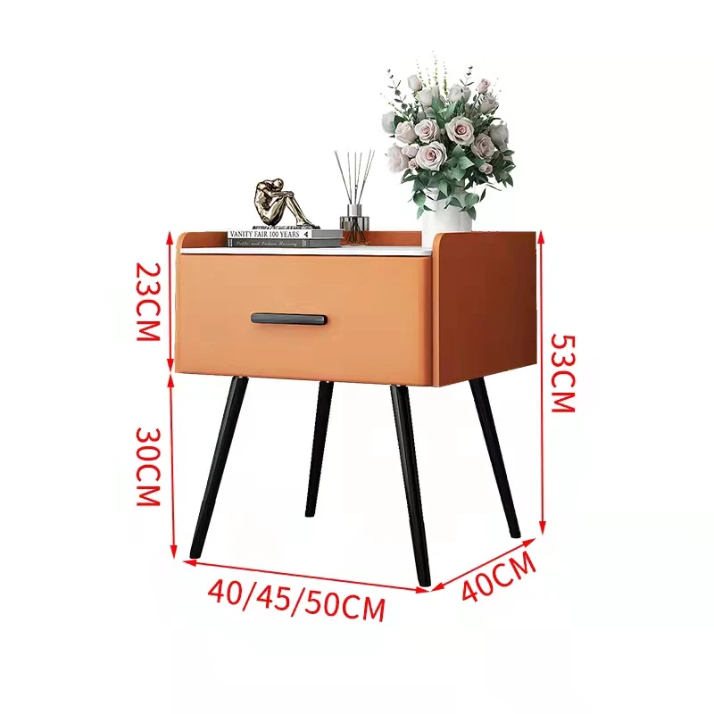 

Single-Drawer Solid Wood Simple Stone Plate Bedside Table