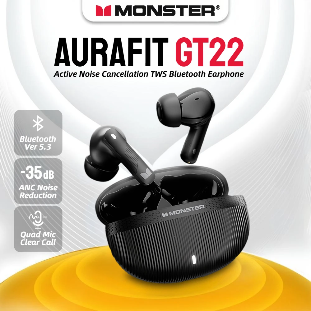 MB2 ワイヤレスイヤホン Monster GT22 ANC トゥルー ワイヤレス イヤホン -35dB アクティブ