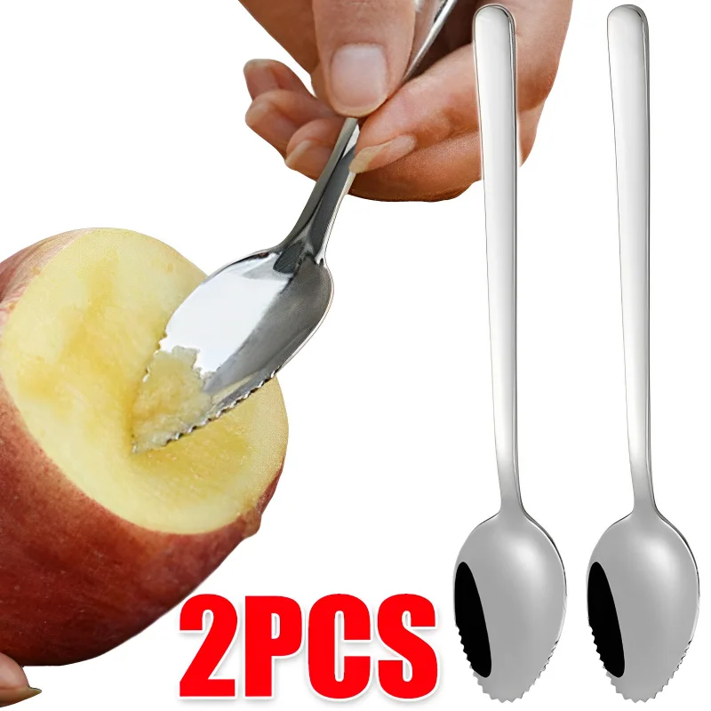 

Stainless Steel Spoons Long Handle Grapefruit Spoon With Serrated Edge Fruit Honey Apple Puree Scoop Coffee Stirring Teaspoons