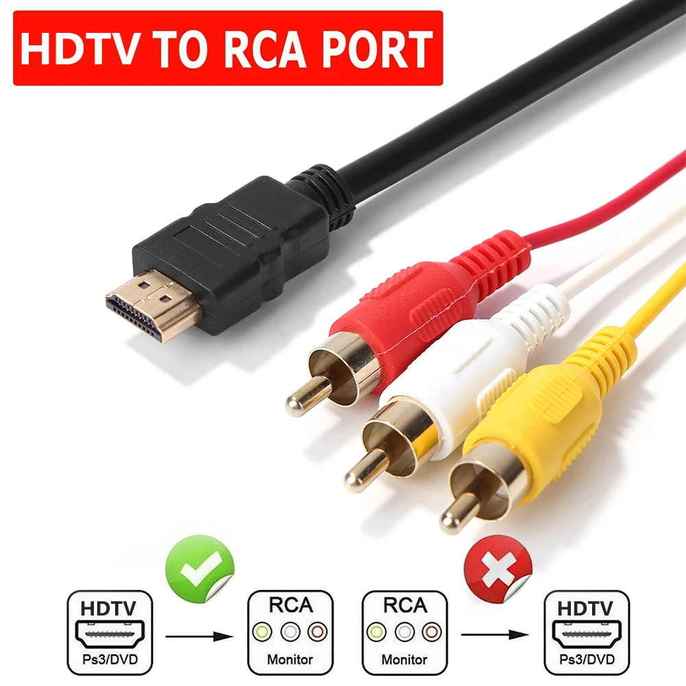 ݵ HD 1080P ̺  ġ, HDMI ȣȯ -3 RCA    AV   ̺, 1080P