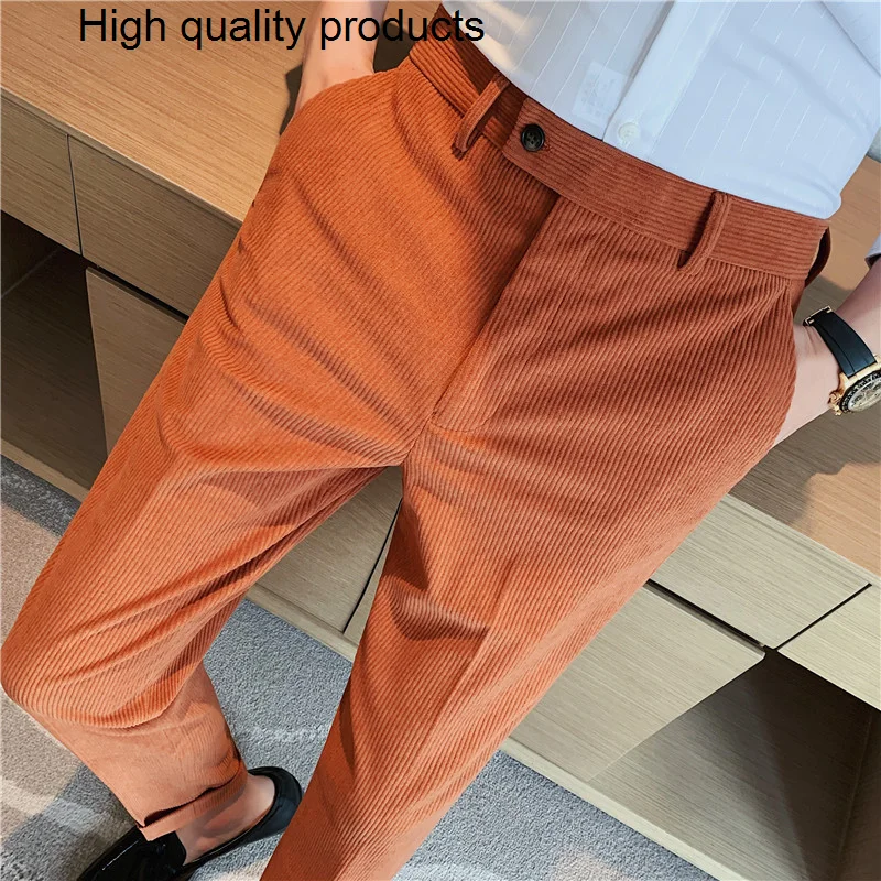 

2023 Brand clothing Men Winter Leisure Corduroy Suit Trousers/Male Slim Fit Fashion business leisure Pants Plus size 29-36