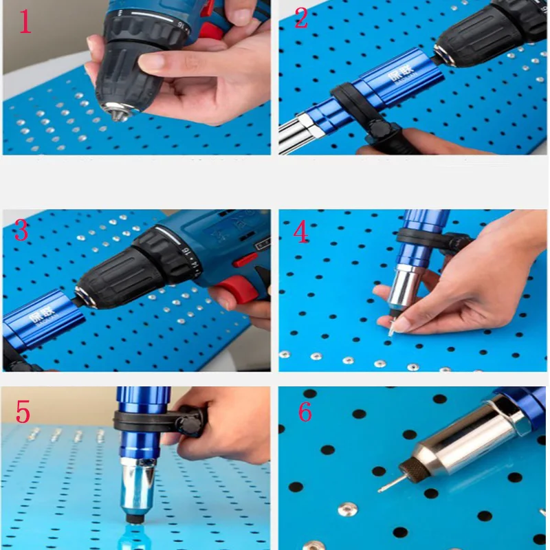 Electric Rivet Gun Drill Adapter 2.4mm-4.8mm Rivet Nut Gun Drill Adapter Cordless Riveting Tool Insert Nut Pull rivet Tool New 5