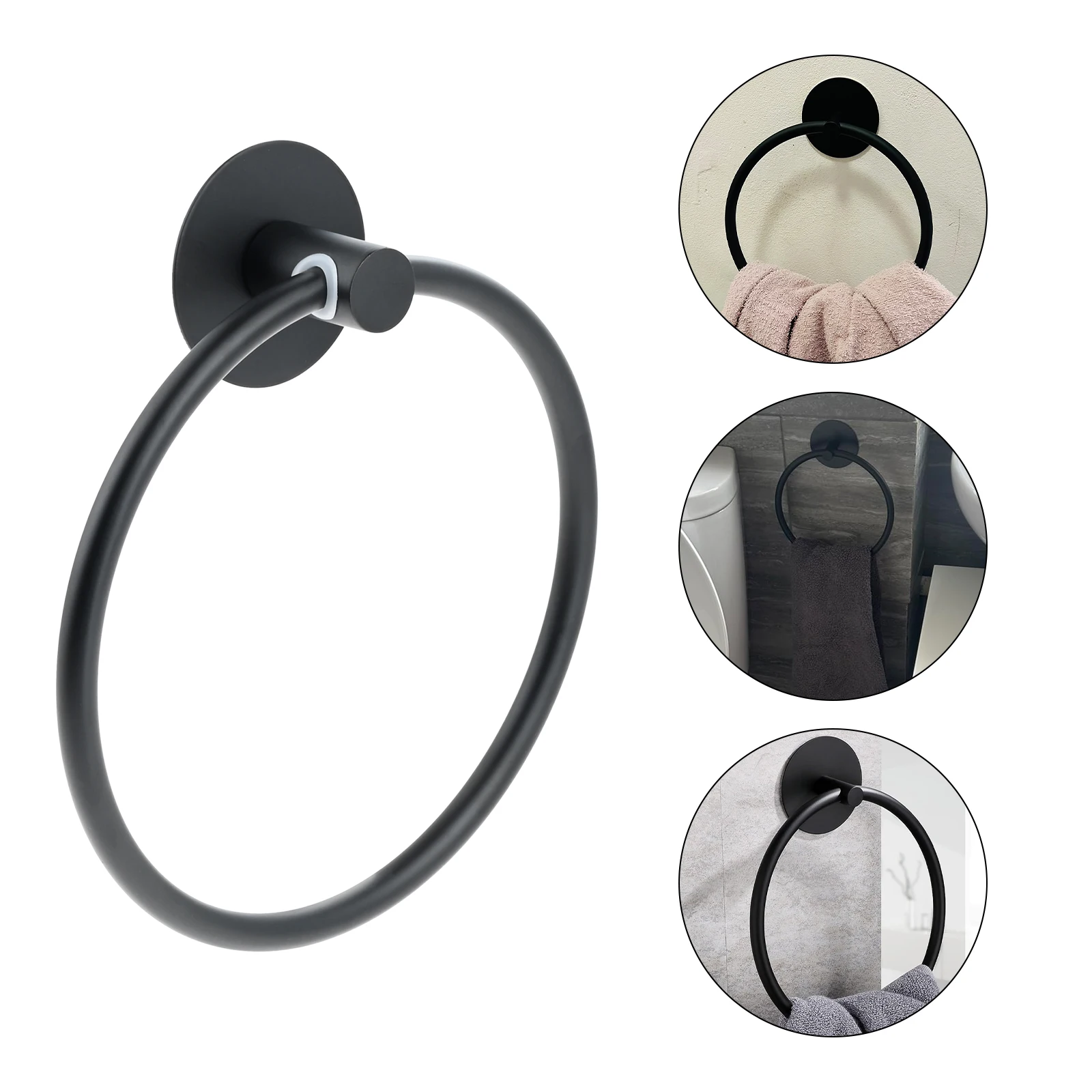 1 Pc Bathroom Towel Ring Round Towel Rod Stainless Steel 16cm Self Adhesive Towels Holder Wall Mounted for Kitchen Bath Room