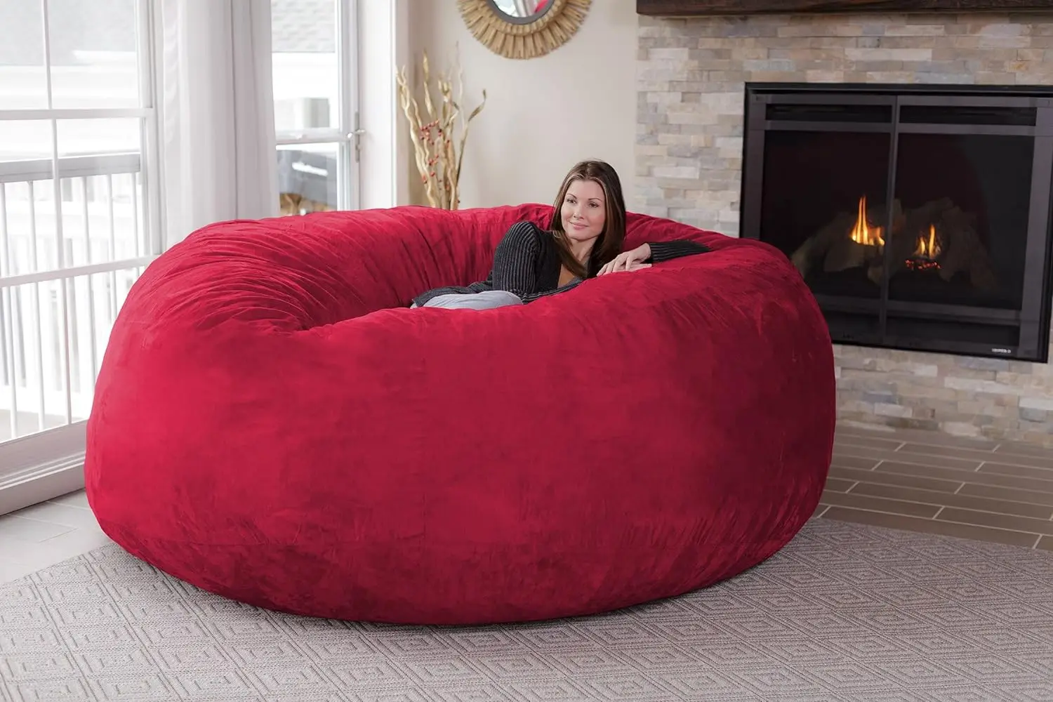 

Chill Sack Bean Bag Chair: Giant 8' Memory Foam Furniture Bean Bag - Big Sofa with Soft Micro Fiber Cover - Cinnabar