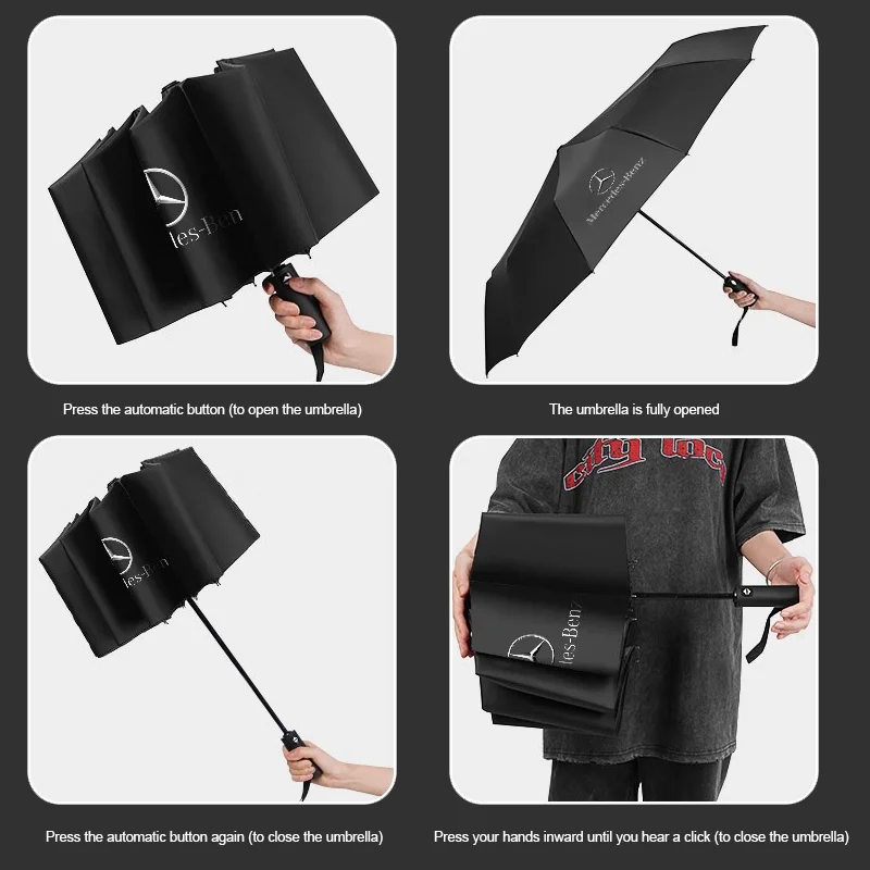 Fully Automatic Folding Umbrella Windproof Rainproof And UV-Proof for Mercedes Benz B/C/E/S Class AMG C200L GLE CLA W211 W203